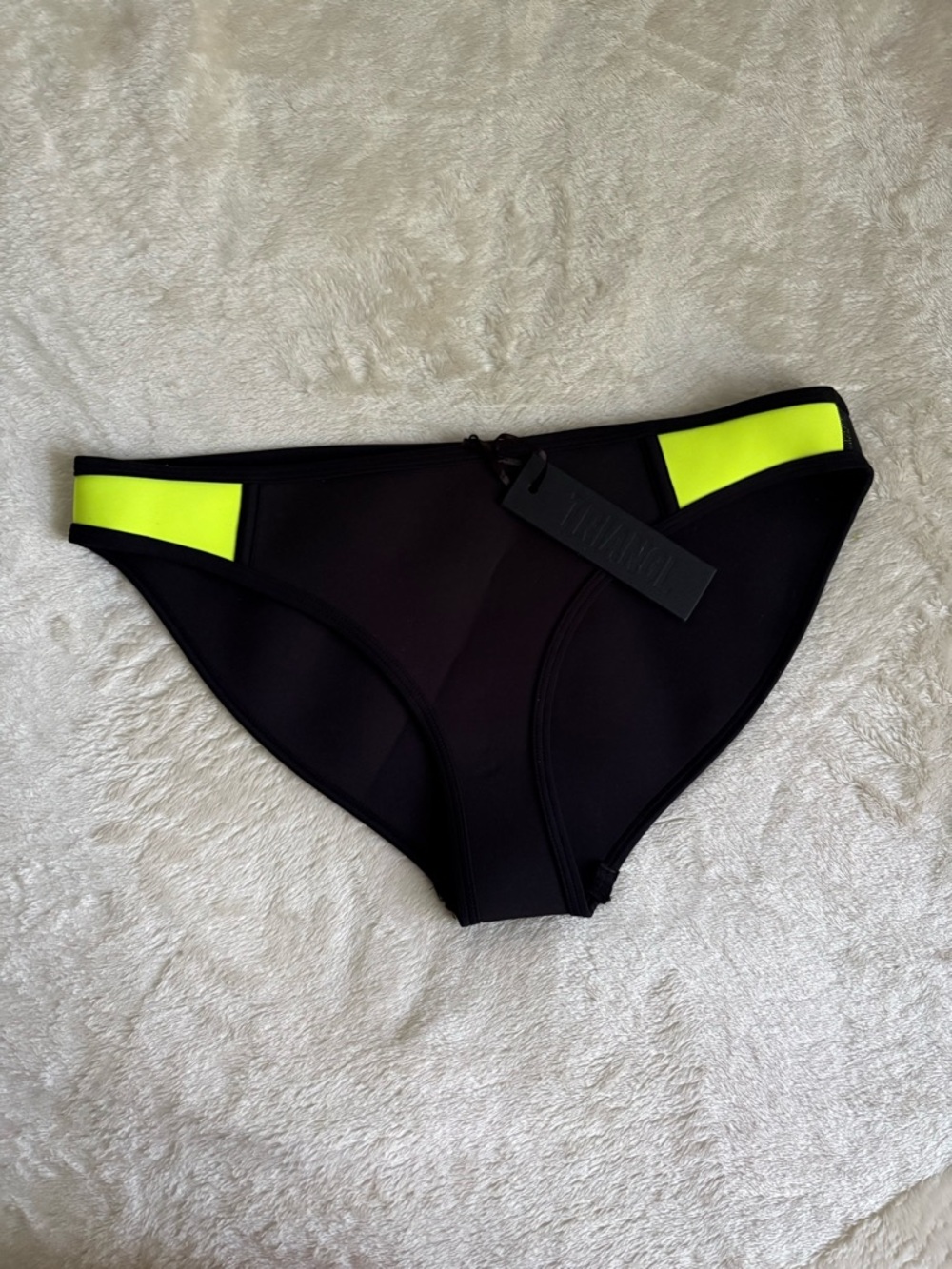 triangl swimwear Black Bikini Bottom with Neon Yellow Trim